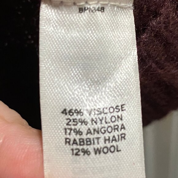 (3) Women Frenchi Burgundy Angora Wool Viscose Cut Out Long Boho Sweater Tunic S - Picture 6 of 7